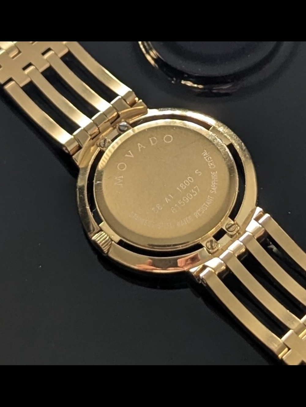 Movado Watch Women’s Gold Black Dial Diamond Bracelet $2795 - Picture 10 of 16